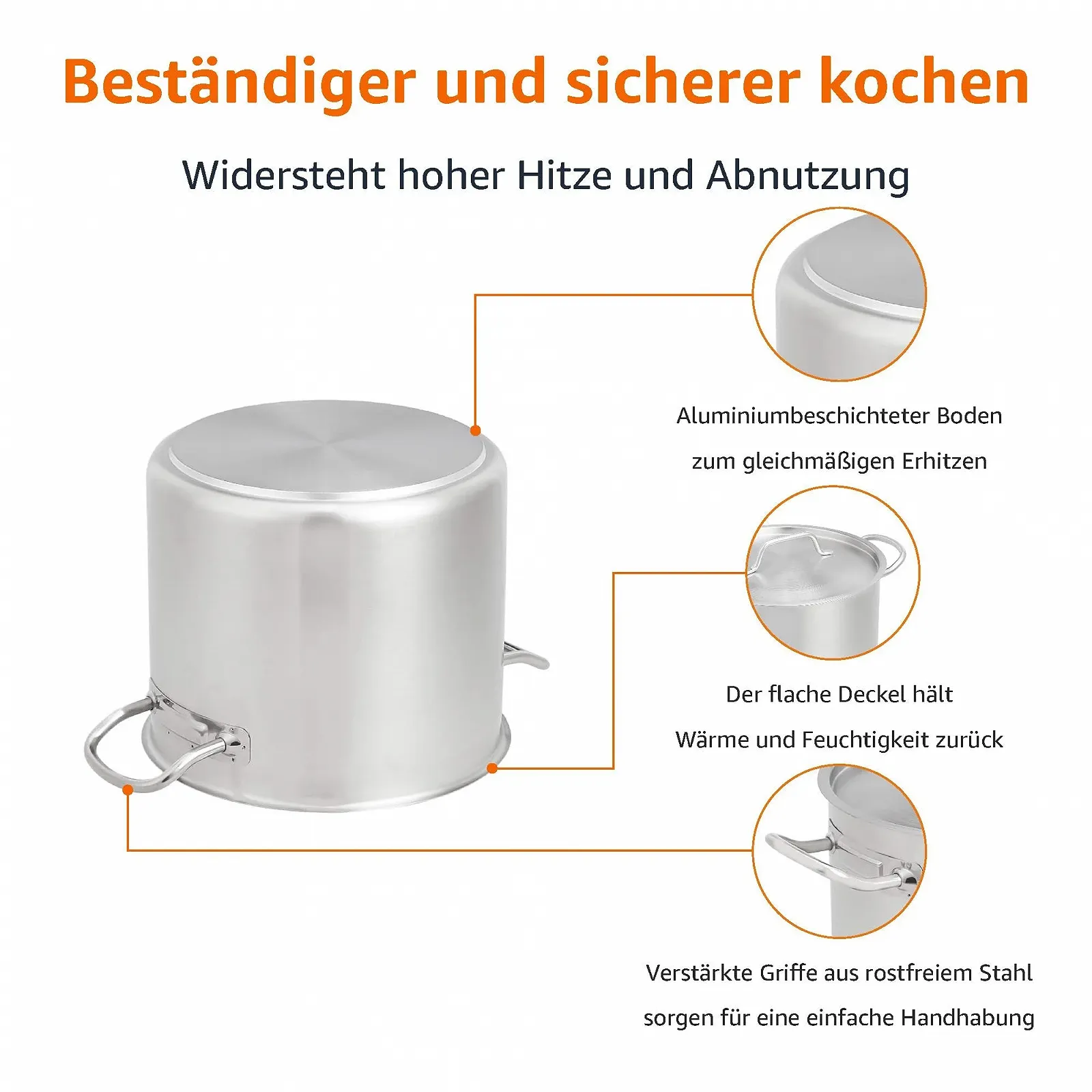 Кастрюля Amazon Basics Нержавеющая сталь с алюминиевым покрытием и крышкой, фото №2 Кастрюля Amazon Basics Нержавеющая сталь с алюминиевым покрытием и крышкой, фото №2