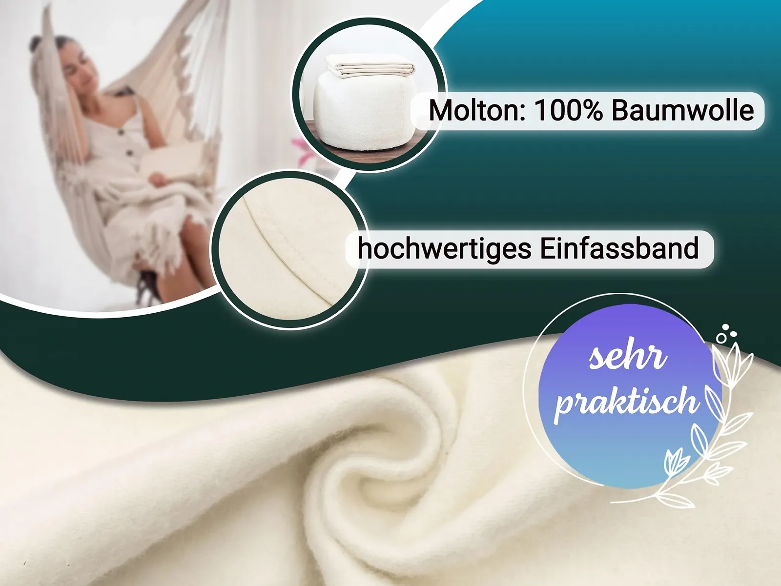 Одеяло ZOLLNER Мягкое 160 x 200 см Небеленое Белое, фото №3