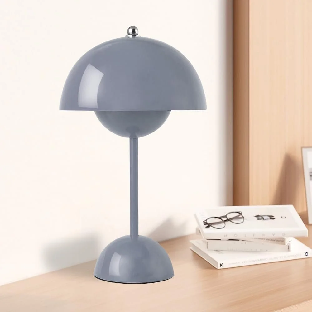 Настільна лампа Flowerpot Mushroom LED акумуляторна димована [Клас енергоспоживання A] Сіра, фото №4