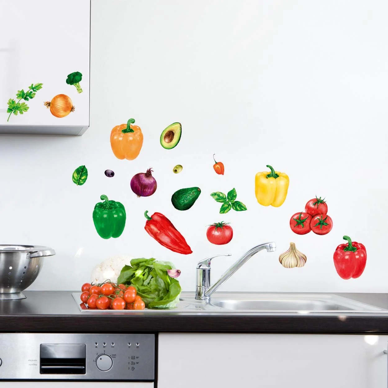 Наклейка на стіну Sunnywall Kitchen Enjoyment 21 Vegetables Watercolour Акварельні овочі, фото №2