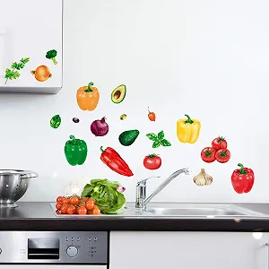 Наклейка на стіну Sunnywall Kitchen Enjoyment 21 Vegetables Watercolour Акварельні овочі synthetic.ua - Фото 1