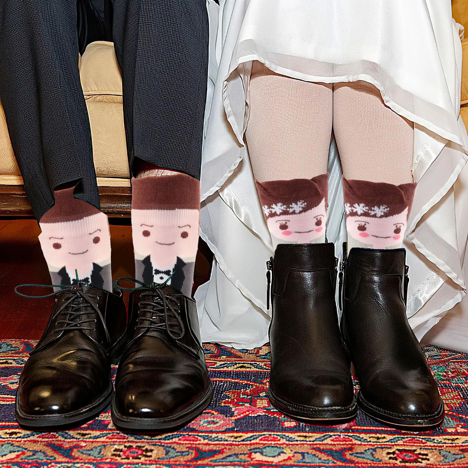 Свадебные носки Белый и черный, один размер, фото №6