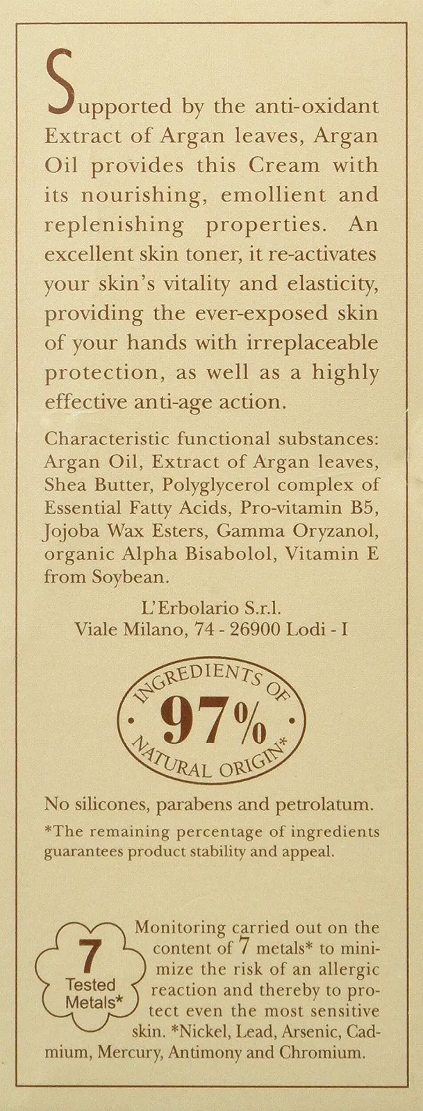 Крем для рук L'Erbolario Argan Oil Anti Age, 75 мл, фото №5