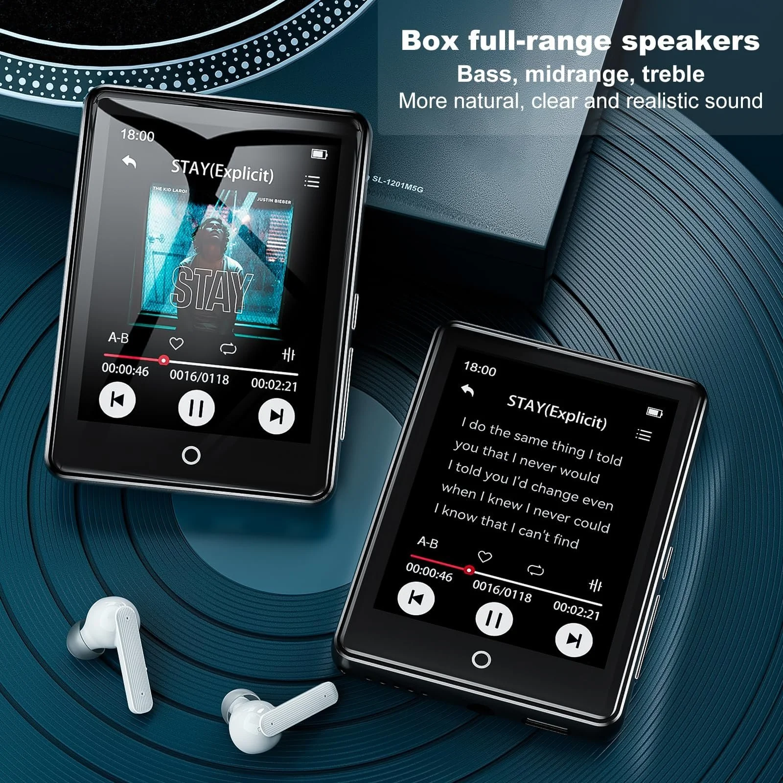 MP3 плеєр 64GB Bluetooth 5.3, 2.8-дюймовий сенсорний екран, портативний HiFi, з динаміком, 18 заспокійливих звуків, до 45 годин автономної роботи, FM-радіо, підтримка 128GB, фото №2