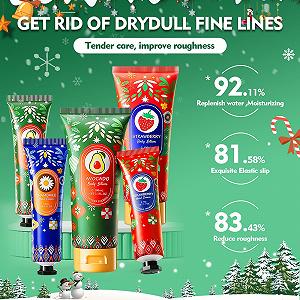 Набор подарочный Крем для рук и лосьон для тела Рождественский, с 3 кремами для рук и 2 кремами для тела, Мини крем для рук, Увлажняющий крем для сухих потрескавшихся рук и тела на зиму, Зимний подарок для женщин / мужчин / мам synthetic.ua - Фото 1