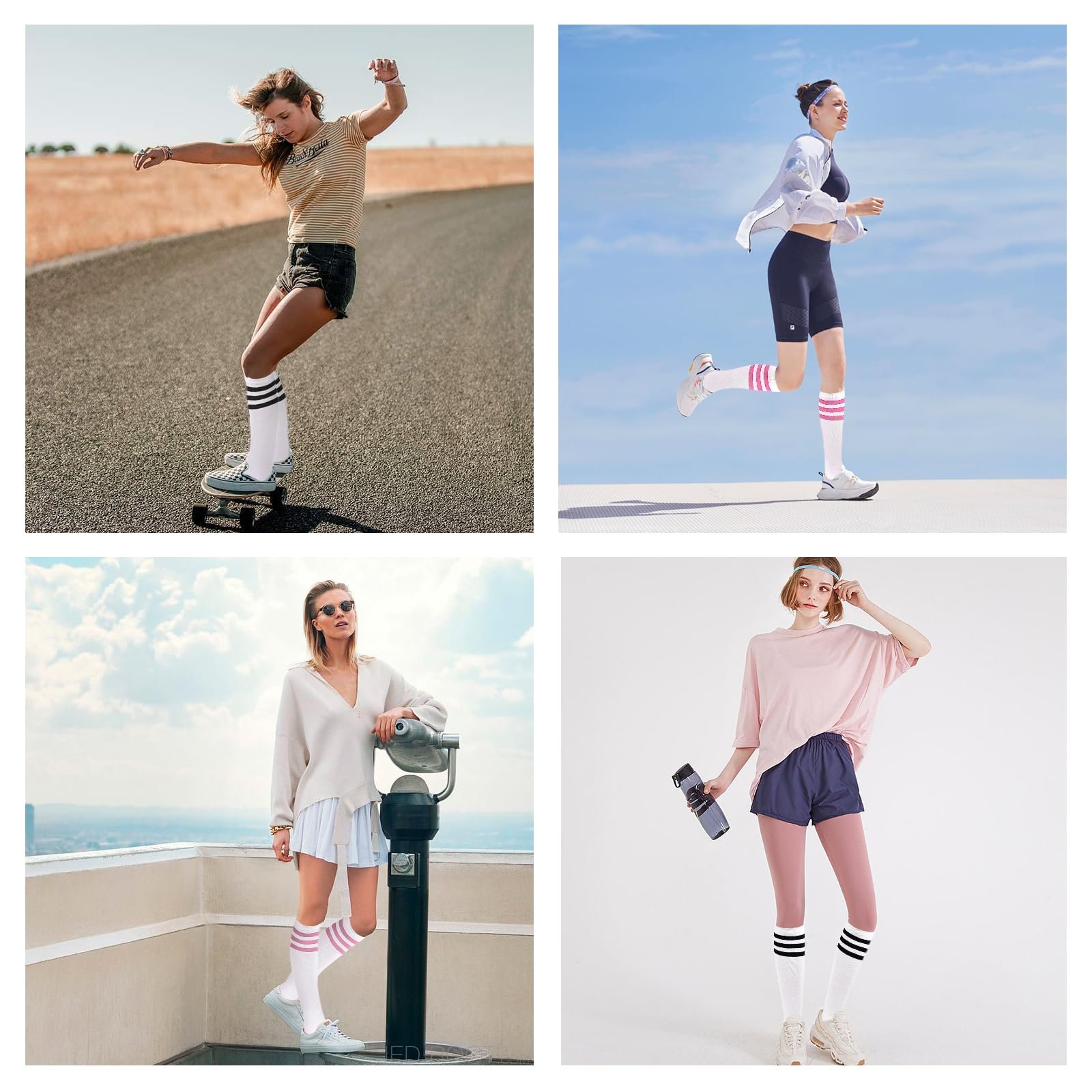 Женские гольфы в полоску (разноцветные), 3 пары, фото №7