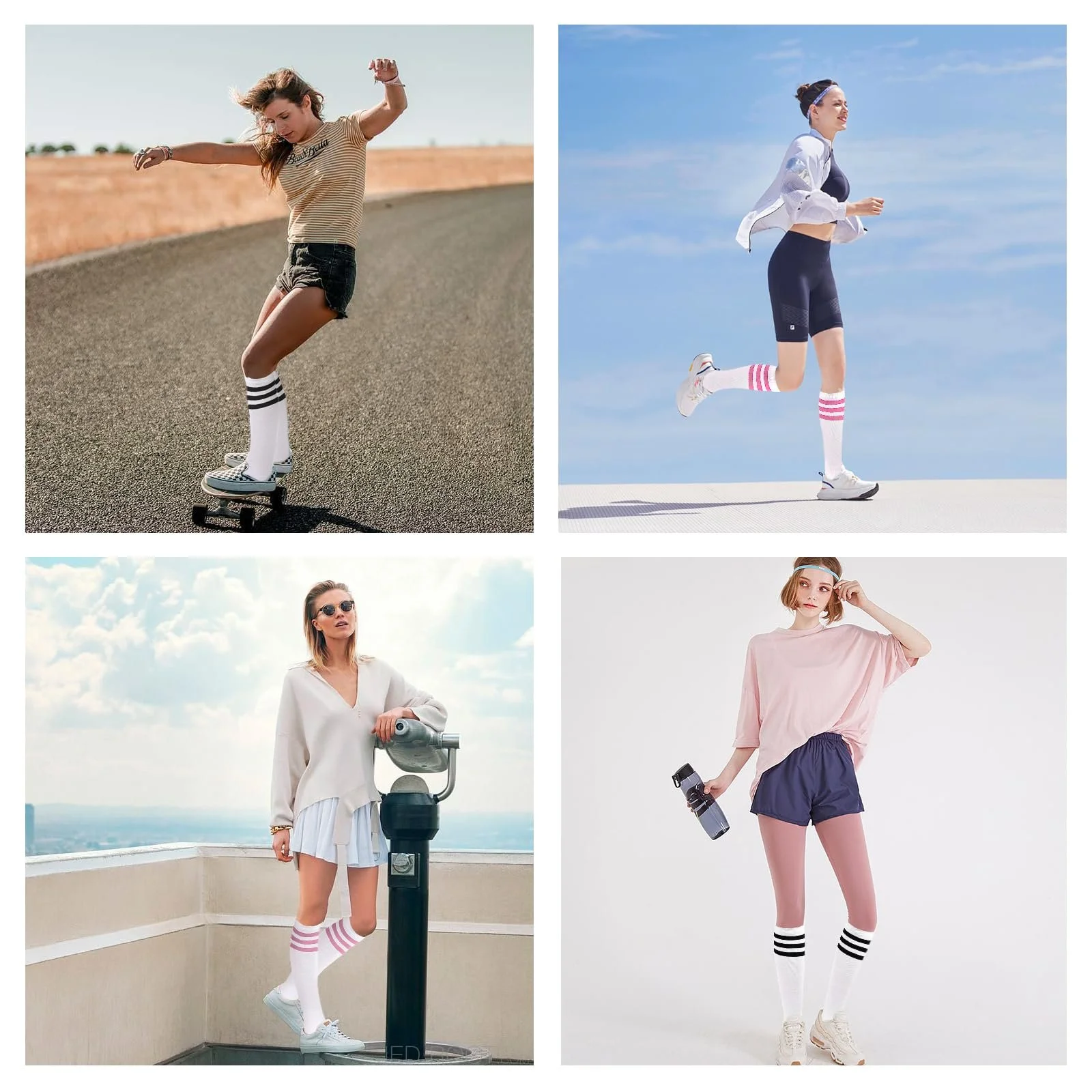 Женские гольфы в полоску (разноцветные), 3 пары, фото №7