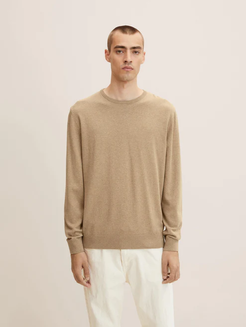Джемпер Tom Tailor BASIC CRIGHT SPLASHY SAND ME XXXL, песочный, фото №1