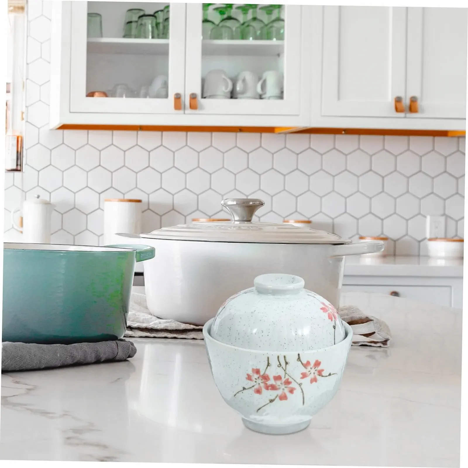 Керамическая кастрюля С крышкой Японский стиль Термостойкая, фото №7