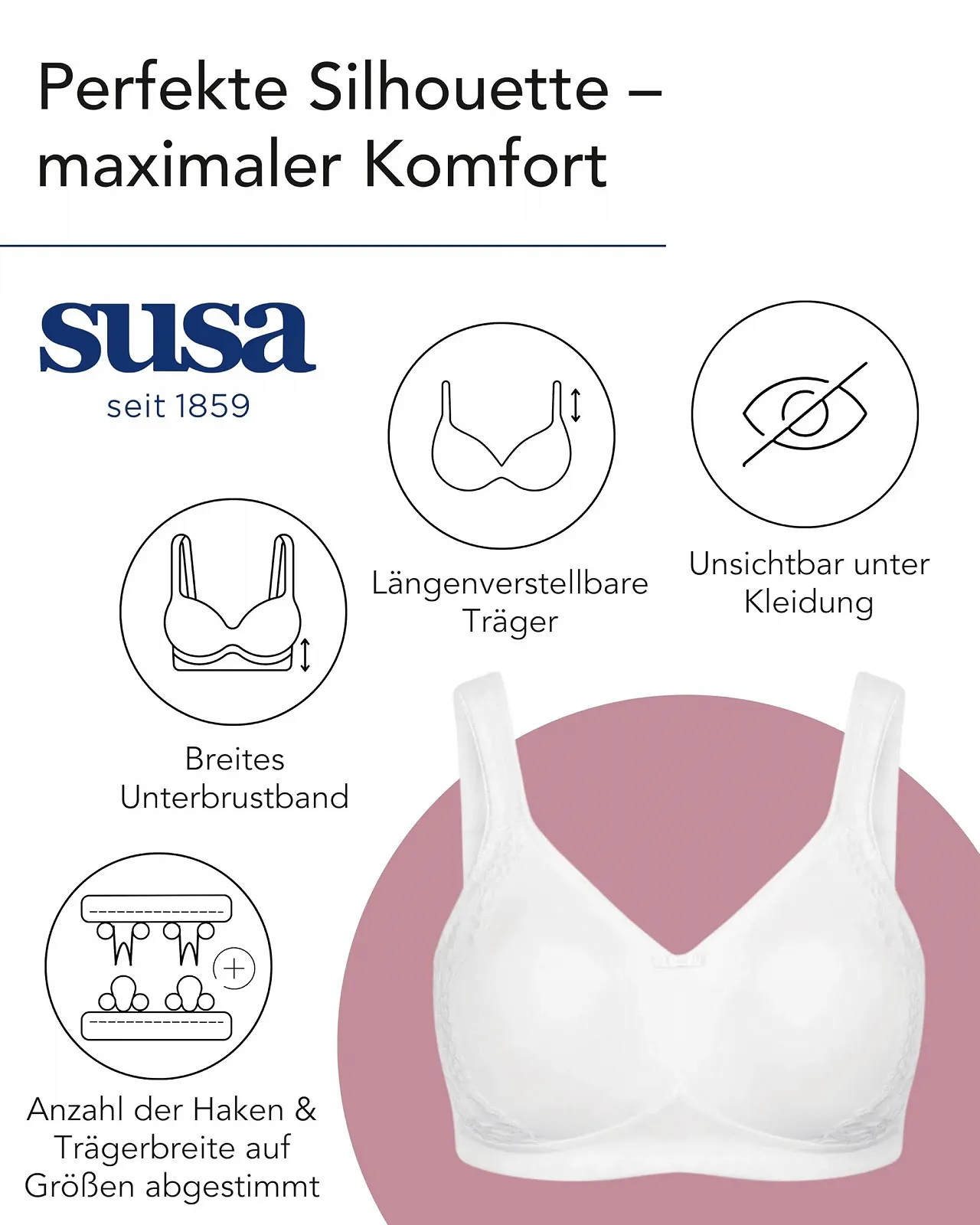 Бюстгальтер-мінімайзер Susa London Moulded на кісточках 80D Білий, фото №5 Бюстгальтер-мінімайзер Susa London Moulded на кісточках 80D Білий, фото №5