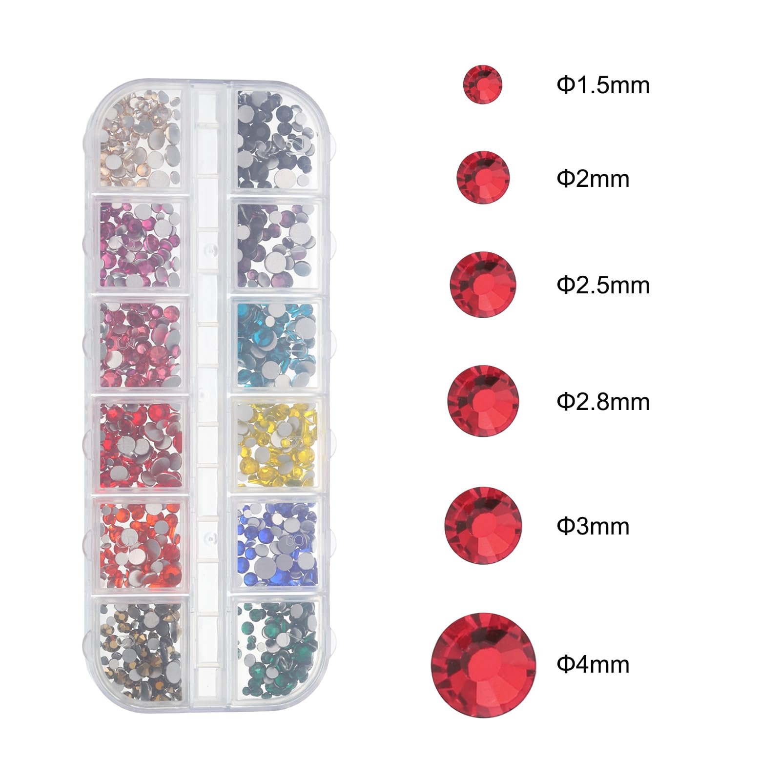 Стрази Круглі QUARKZMAN Flatback Набір 6 розмірів Різнокольорові, фото №2