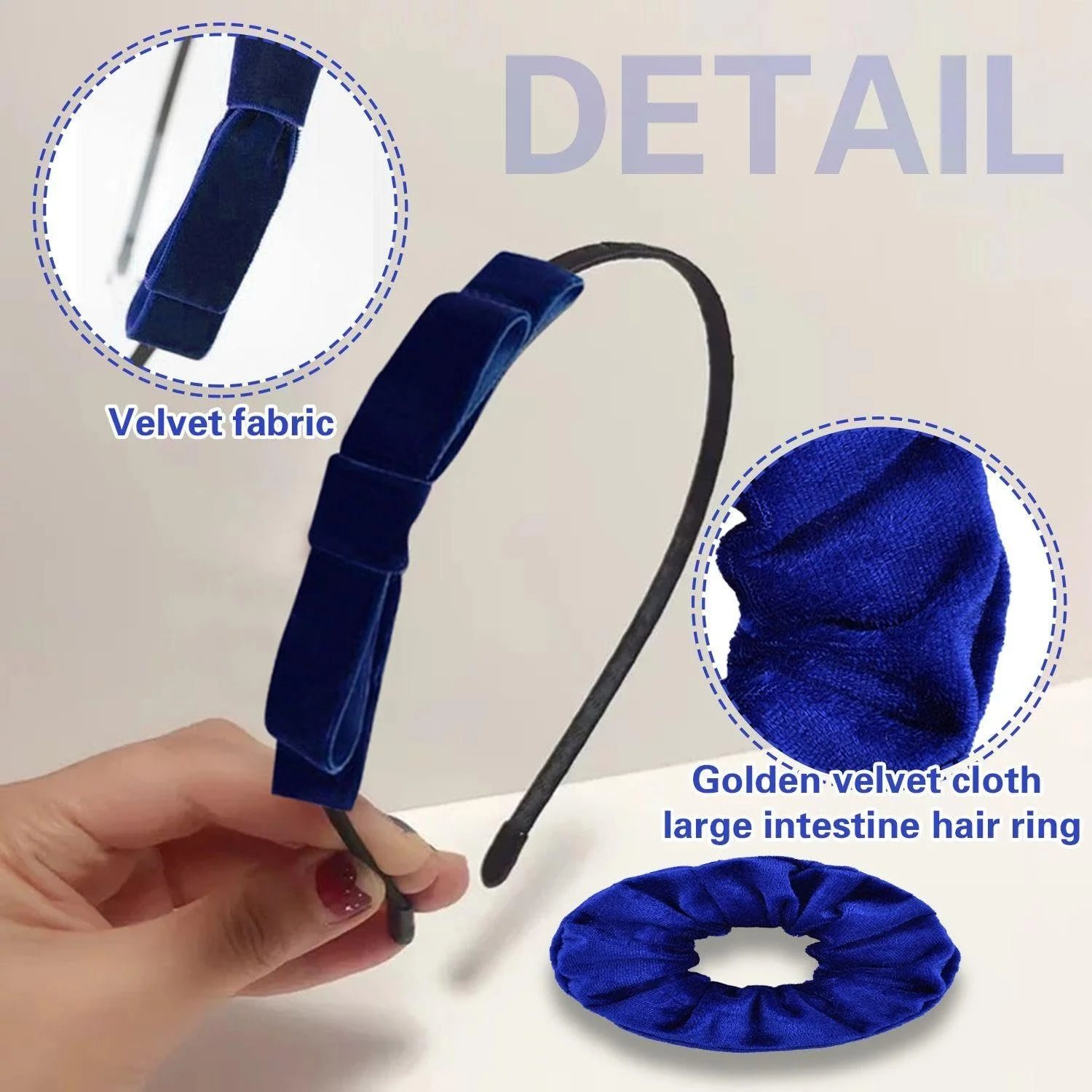 Обруч-бант Тканина Синій, Кільце для волосся, фото №3