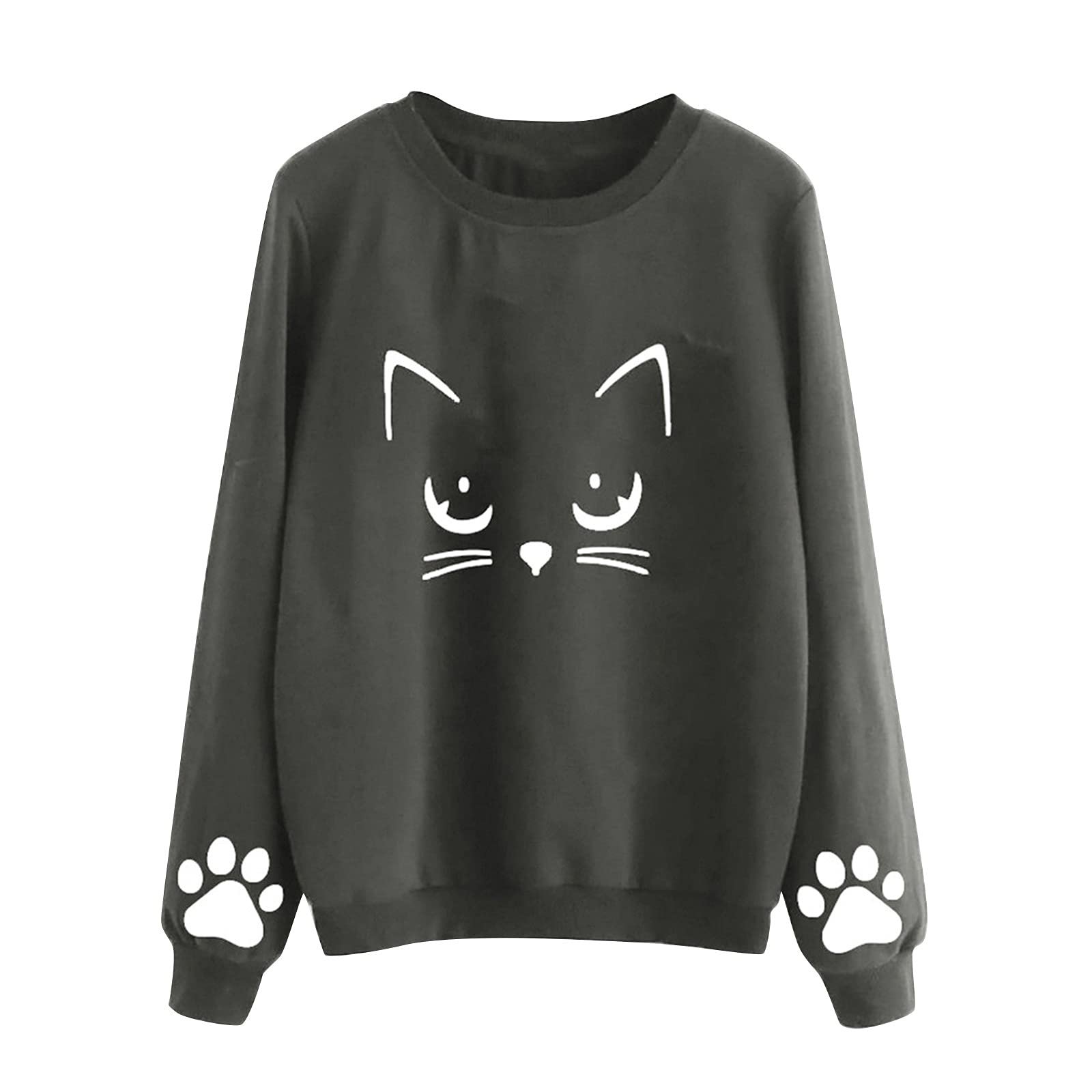 Женский Свитшот Свободного кроя Модный круглый вырез с принтом котят Графическая одежда Трендовый Винтажный Workou Y2K Мультяшный колледж для женщин, фото №1 Женский Свитшот Свободного кроя Модный круглый вырез с принтом котят Графическая одежда Трендовый Винтажный Workou Y2K Мультяшный колледж для женщин, фото №1