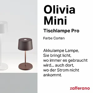Настільна лампа Zafferano Olivia Mini Переносна Touch Control Dimmer 22 см Кортен synthetic.ua - Фото 1