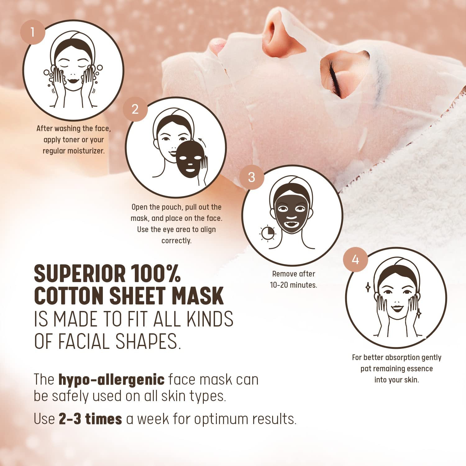 Тканинна маска Mango Вітаміни A & C для блиску та молодості Набір з 10 масок, фото №6