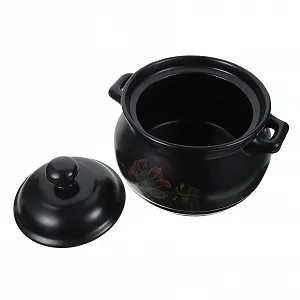 Каструля керамічна термостійка з практичною ручкою чорна - Фото 1