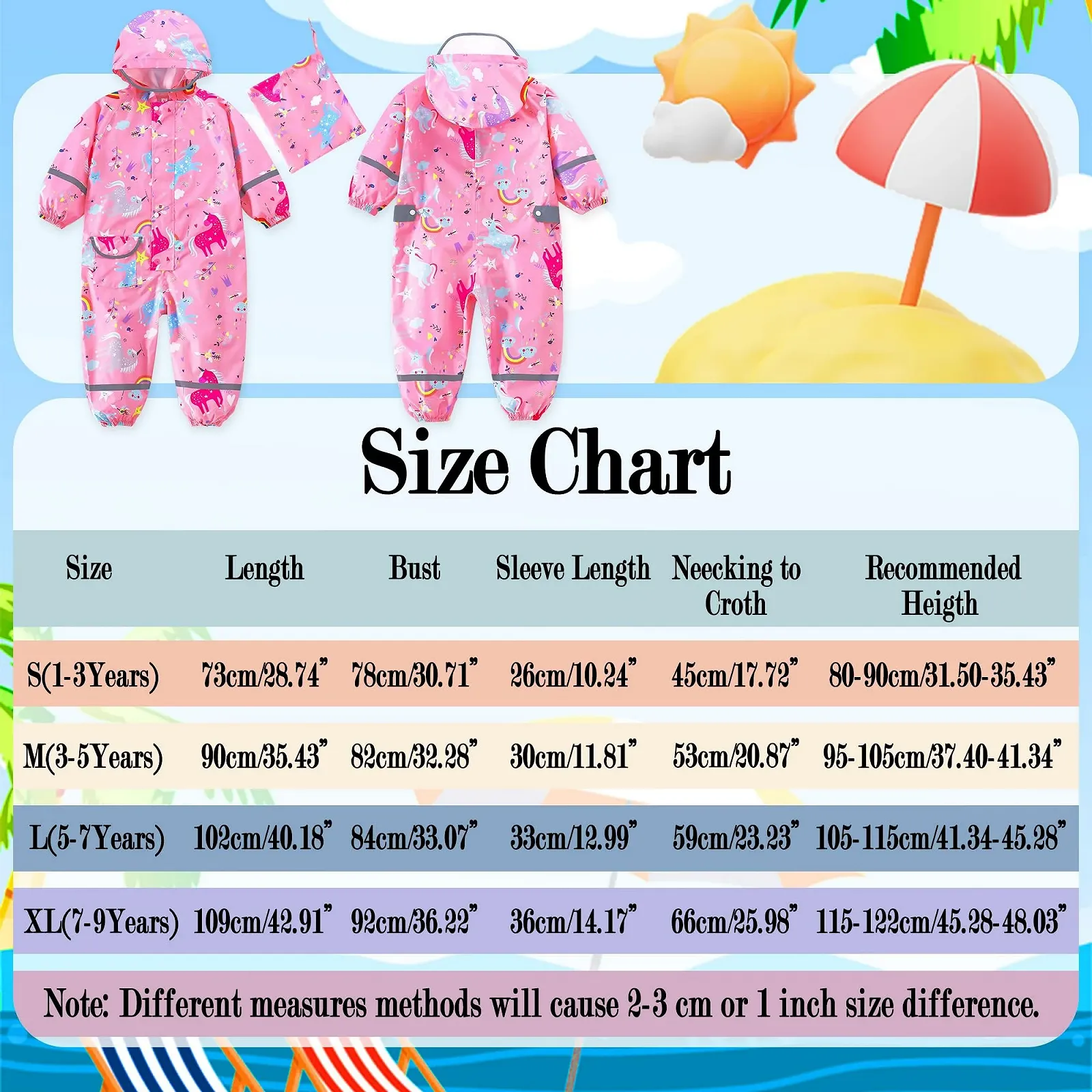 Дождевик детский для девочек Domueay, Водонепроницаемый, Дышащий, с Капюшоном, Цельный, Легкий Комбинезон для Защиты от Грязи, Дождевик для Малышей 1-9 лет, фото №6