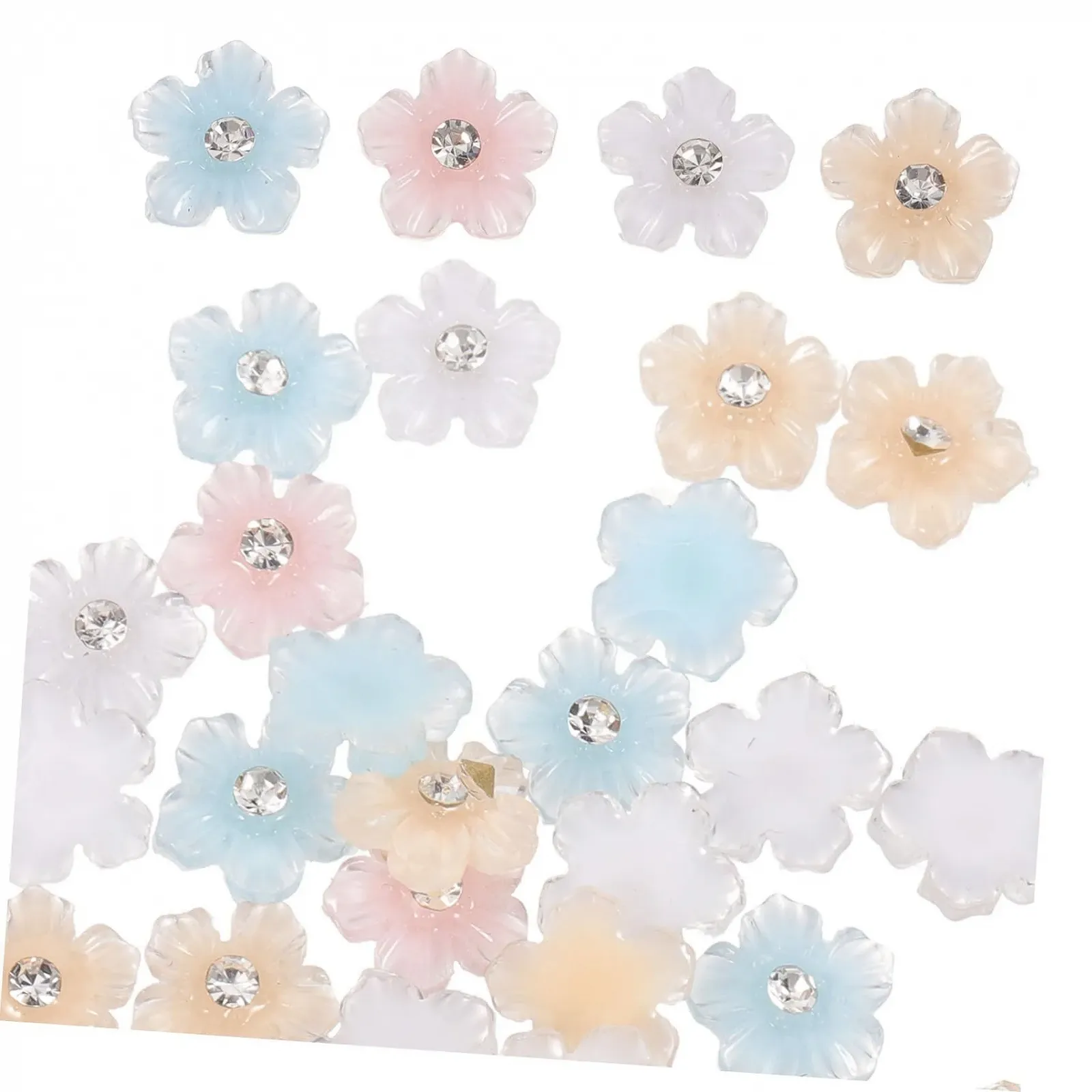 Прикраса для манікюру Квіти minkissy. Різнокольорові стрази, фото №7