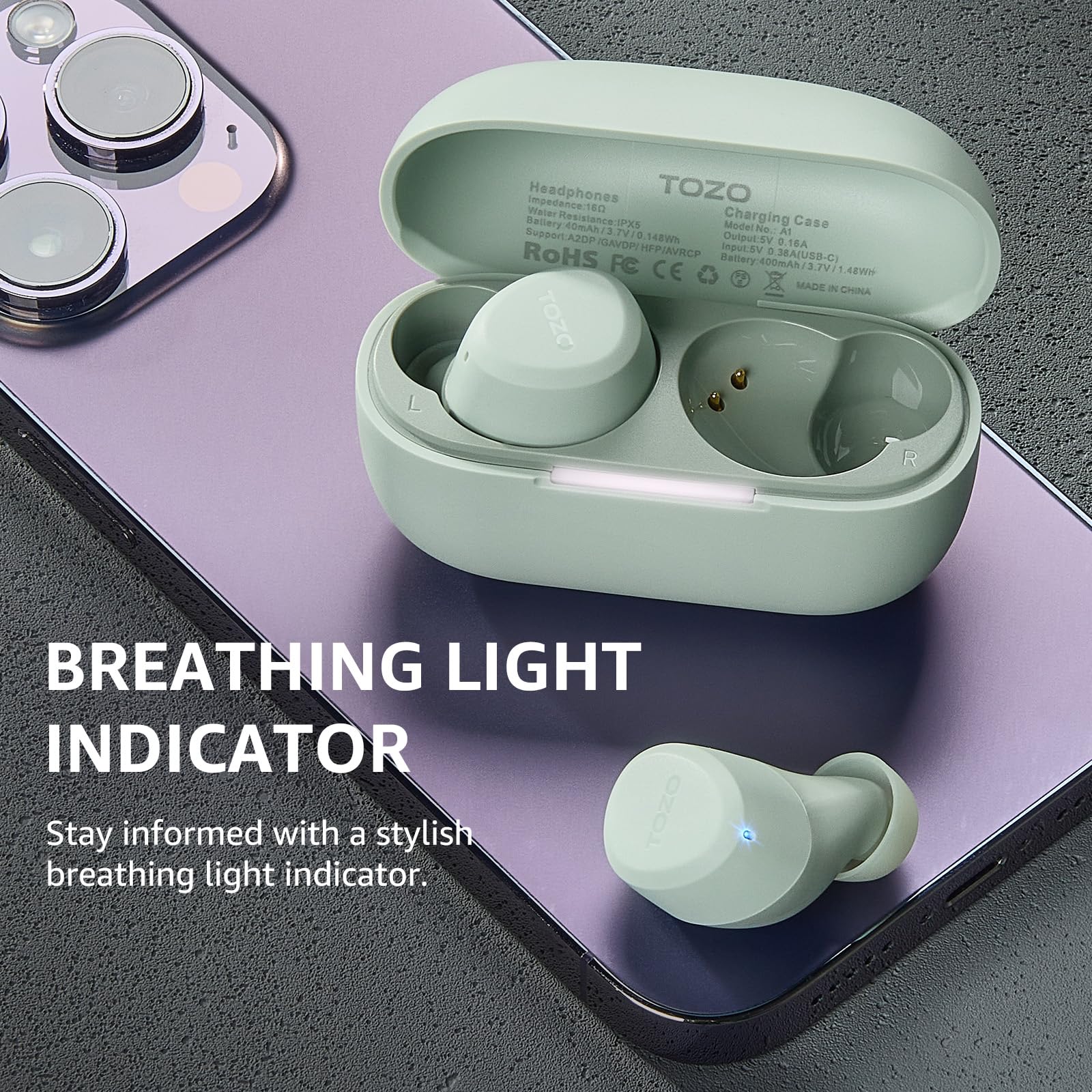 Наушники TOZO A1 Wireless Bluetooth 5.3 Стерео IPX5, фото №3
