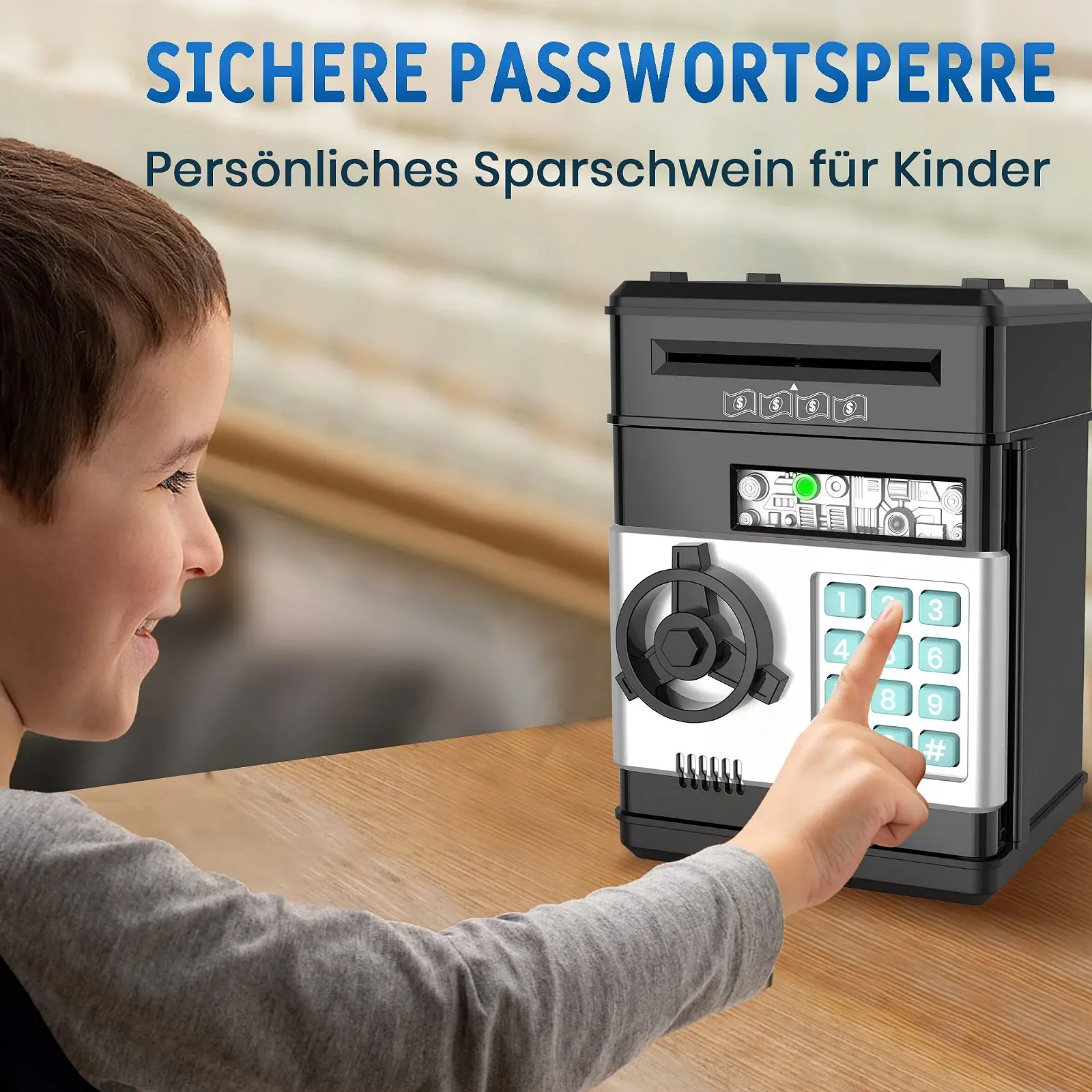 Скарбничка банкомат дитяча чорна 4+ років, фото №4