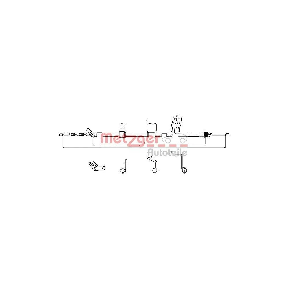 Трос стояночного тормоза METZGER 17.0326 для NISSAN, задний правый, фото №1