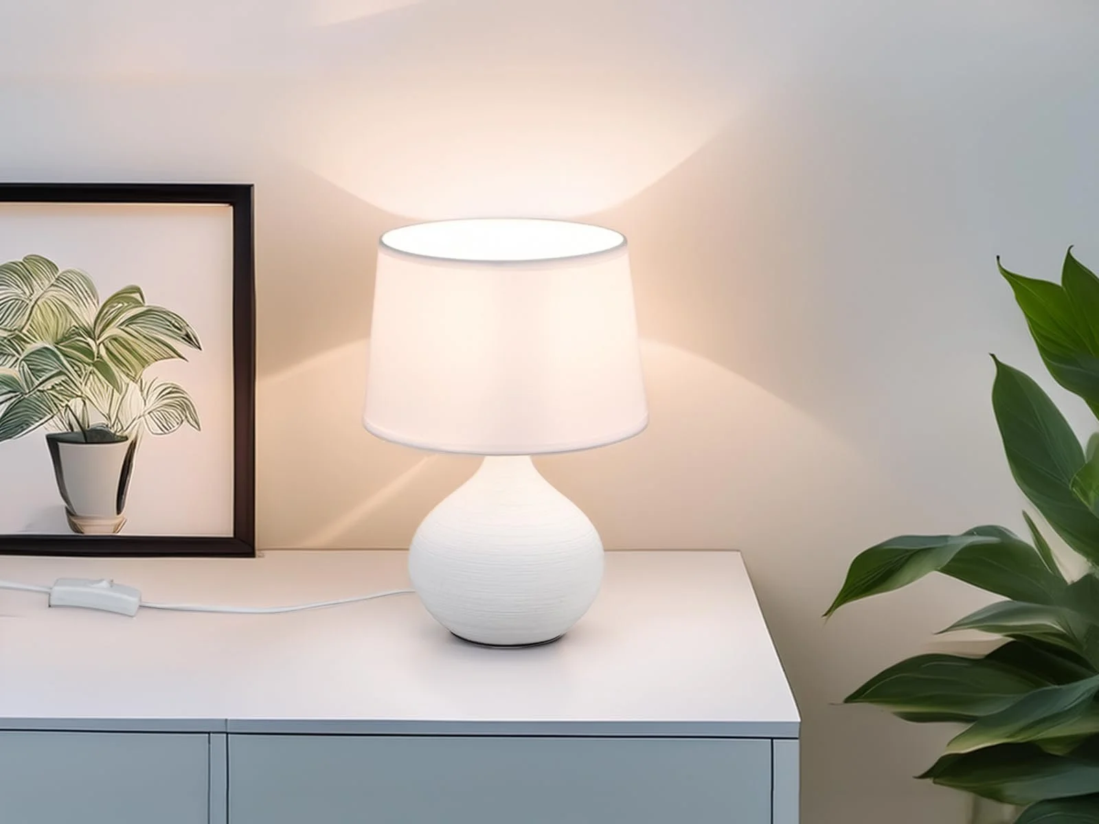 Настільна лампа meineWunschleuchte 29 см Керамічна основа Біла, фото №5