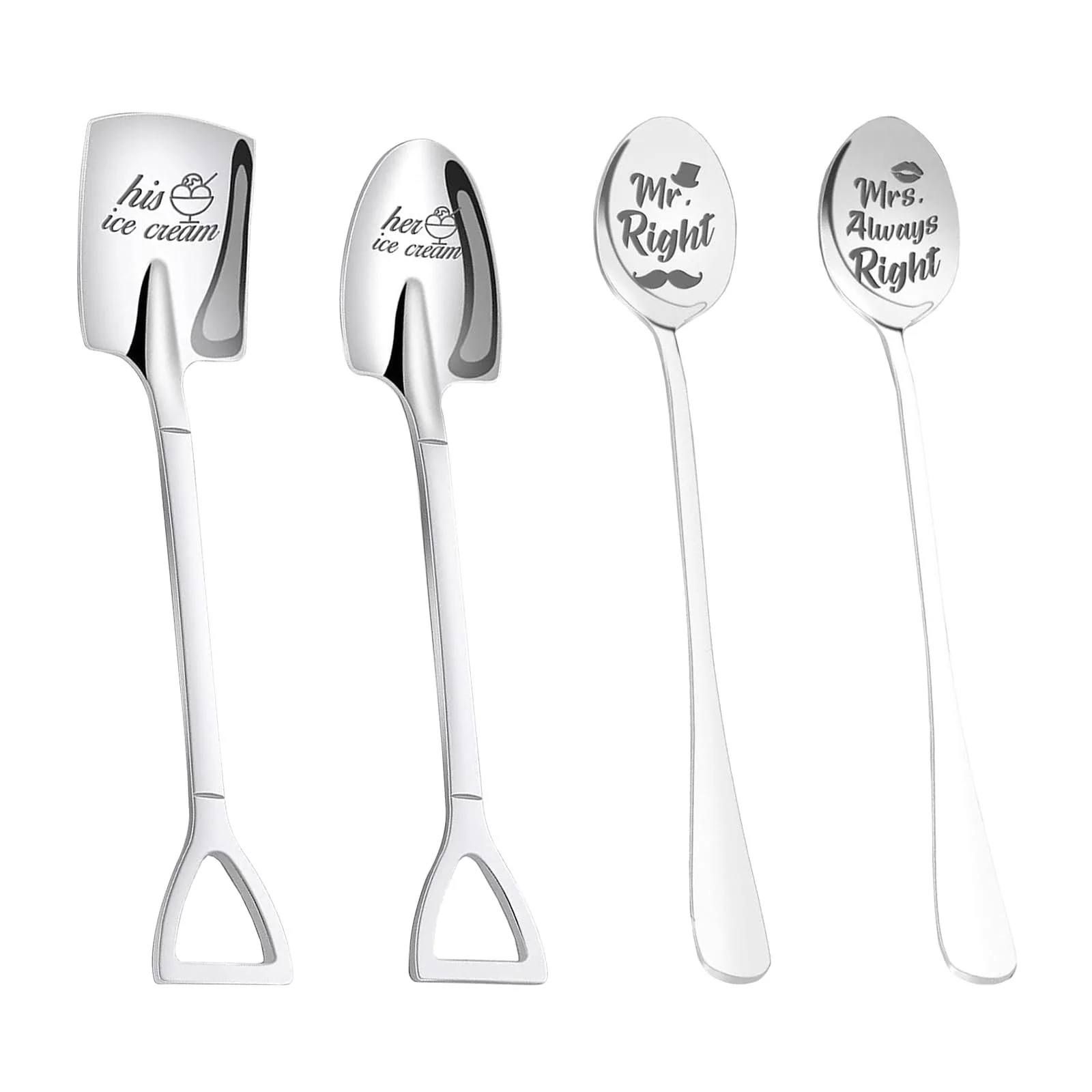 Ложка Кавова ложка Two Pairs of Coffee Spoons Engraved Coffee Spoon Міцна і довговічна, фото №1