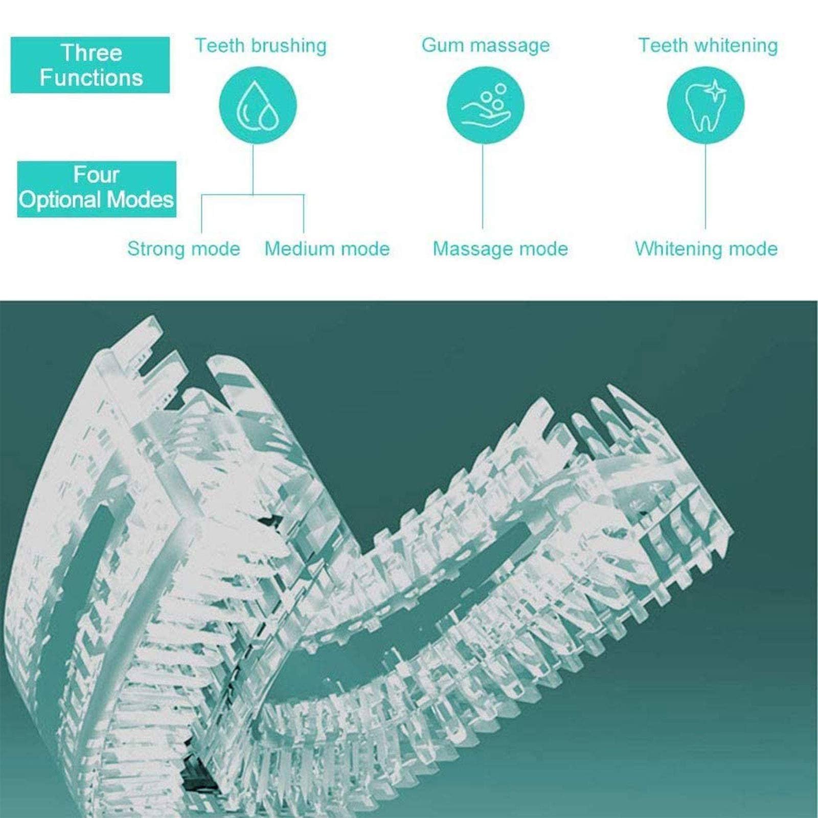 Ультразвукова зубна щітка 360° Automatic U-shaped Чорна, фото №6