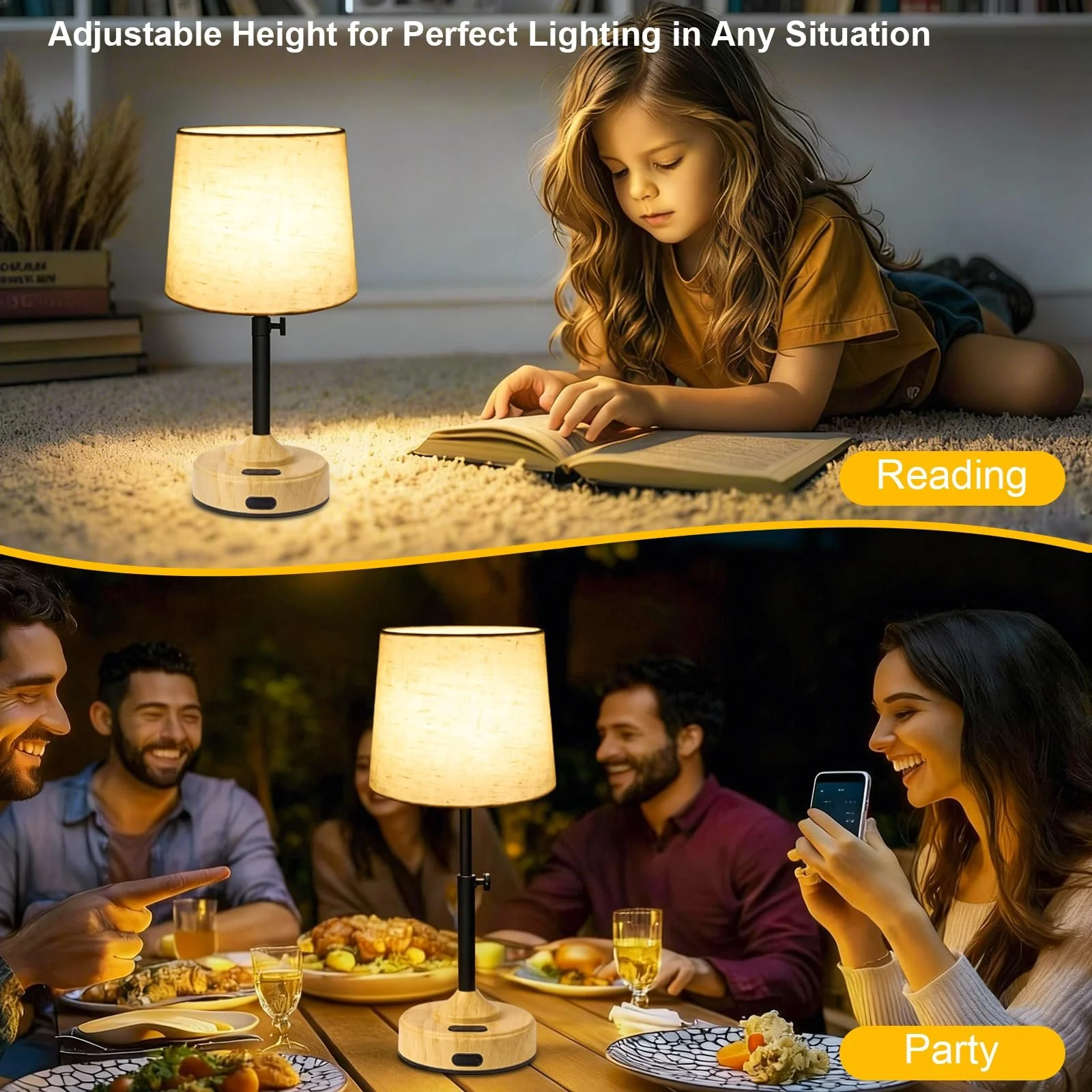 Настільна лампа бездротова сенсорна 2700 K - 5000 K з таймером та лляним абажуром комплект з 2 шт., фото №5