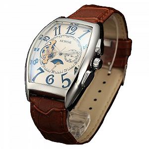 Часы SEWOR Luxury Tourbillon Moon Phase Automatic Mechanical для мужчин Кожаный ремешок Синий - Фото 1