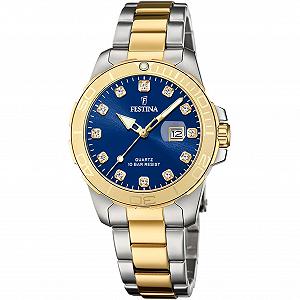 Жіночий аналоговий кварцовий годинник Festina Classic F20504/3, срібно-золотий synthetic.ua - Фото 1