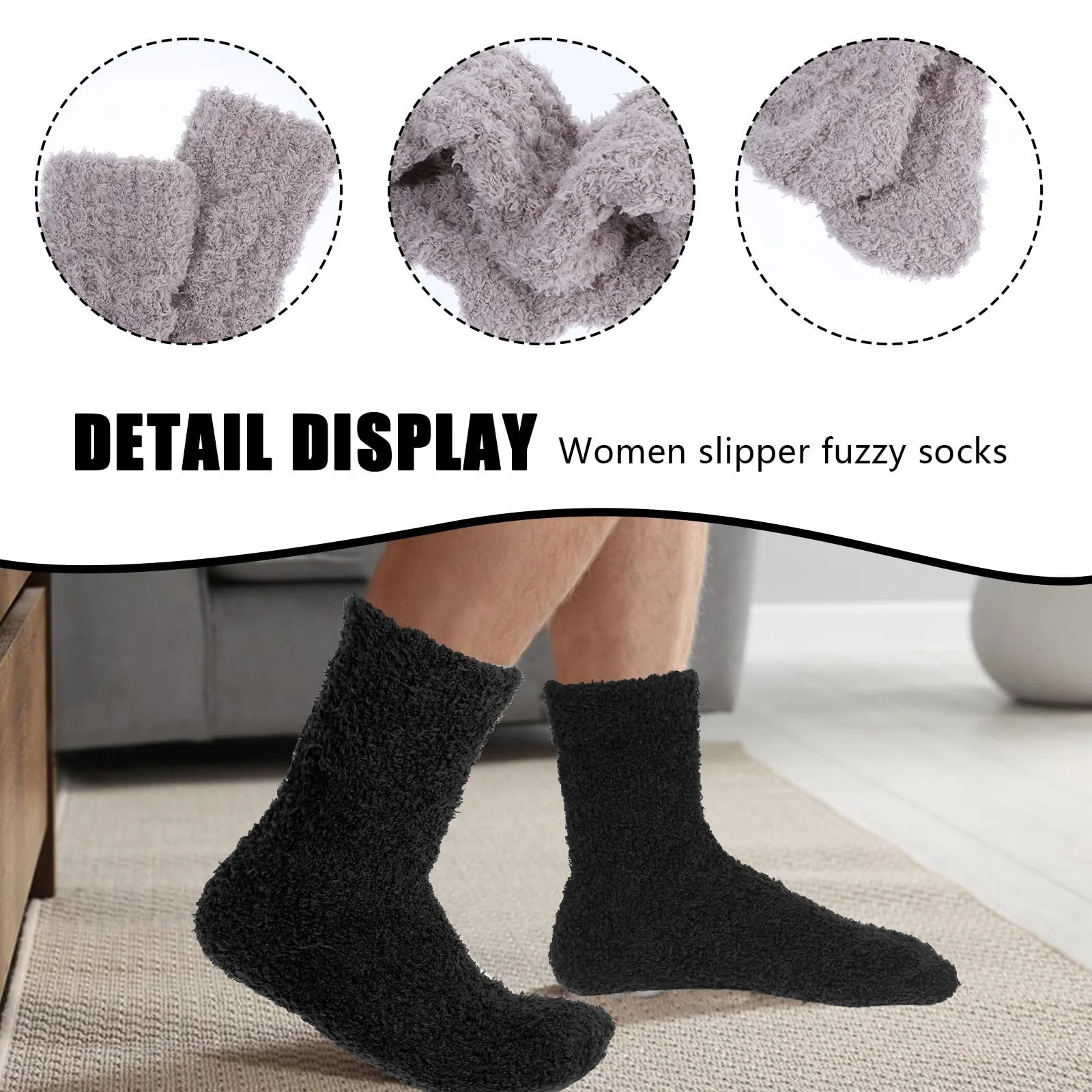 Носки Женские Мягкие Пушистые Гольфы из Кораллового Флиса Теплые Плюшевые для Сна Постельные Носки для Женщин Мужчин Зимние Холодные Теплые для Сна (Черный, Белый, Серый), фото №2 Носки Женские Мягкие Пушистые Гольфы из Кораллового Флиса Теплые Плюшевые для Сна Постельные Носки для Женщин Мужчин Зимние Холодные Теплые для Сна (Черный, Белый, Серый), фото №2