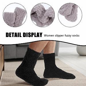 Носки Женские Мягкие Пушистые Гольфы из Кораллового Флиса Теплые Плюшевые для Сна Постельные Носки для Женщин Мужчин Зимние Холодные Теплые для Сна (Черный, Белый, Серый) synthetic.ua - Фото 1