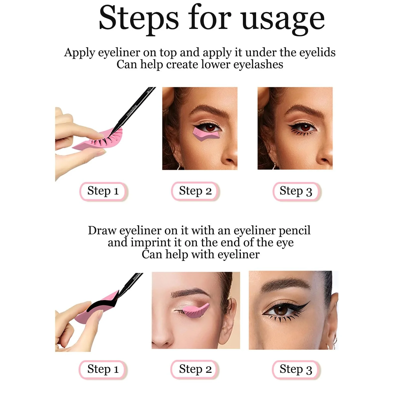 Трафарет для подводки Pure Vie Силиконовый Многоразовый Для макияжа глаз Розовый, фото №5 Трафарет для подводки Pure Vie Силиконовый Многоразовый Для макияжа глаз Розовый, фото №5