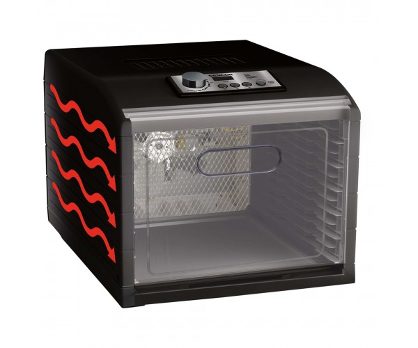 Sencor Сушарка для продуктів 500Вт поддонов 2x33см диаметр-33см, макс-70°С, сітка ягід в компл алюміній пластик чорний, фото №4