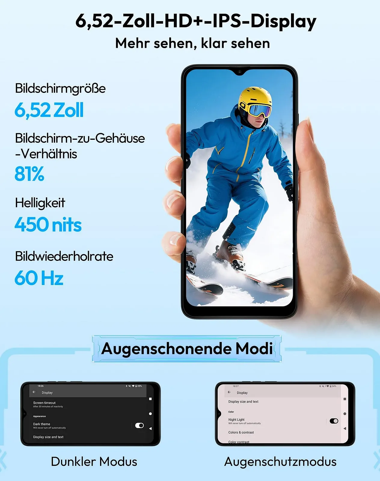 Смартфон XGODY X36 7 ГБ/32 ГБ 6.52" Android 15 Go 4G LTE 13 Мп + 5 Мп Black, фото №3