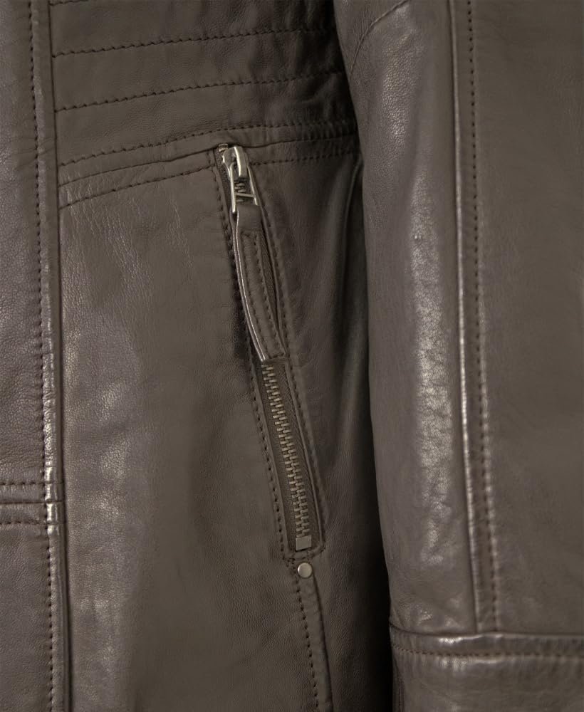 Жіноче пальто зі справжньої шкіри Jilani Nappa з капюшоном, темно-коричневе, фото №5 Жіноче пальто зі справжньої шкіри Jilani Nappa з капюшоном, темно-коричневе, фото №5