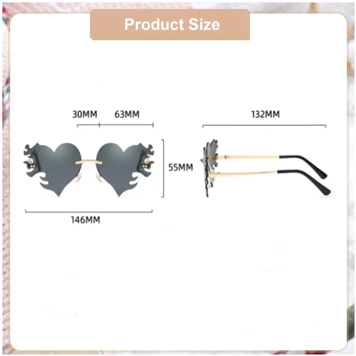 Сонцезахисні окуляри Серце JJiaoLinin Без рамки, фото №2