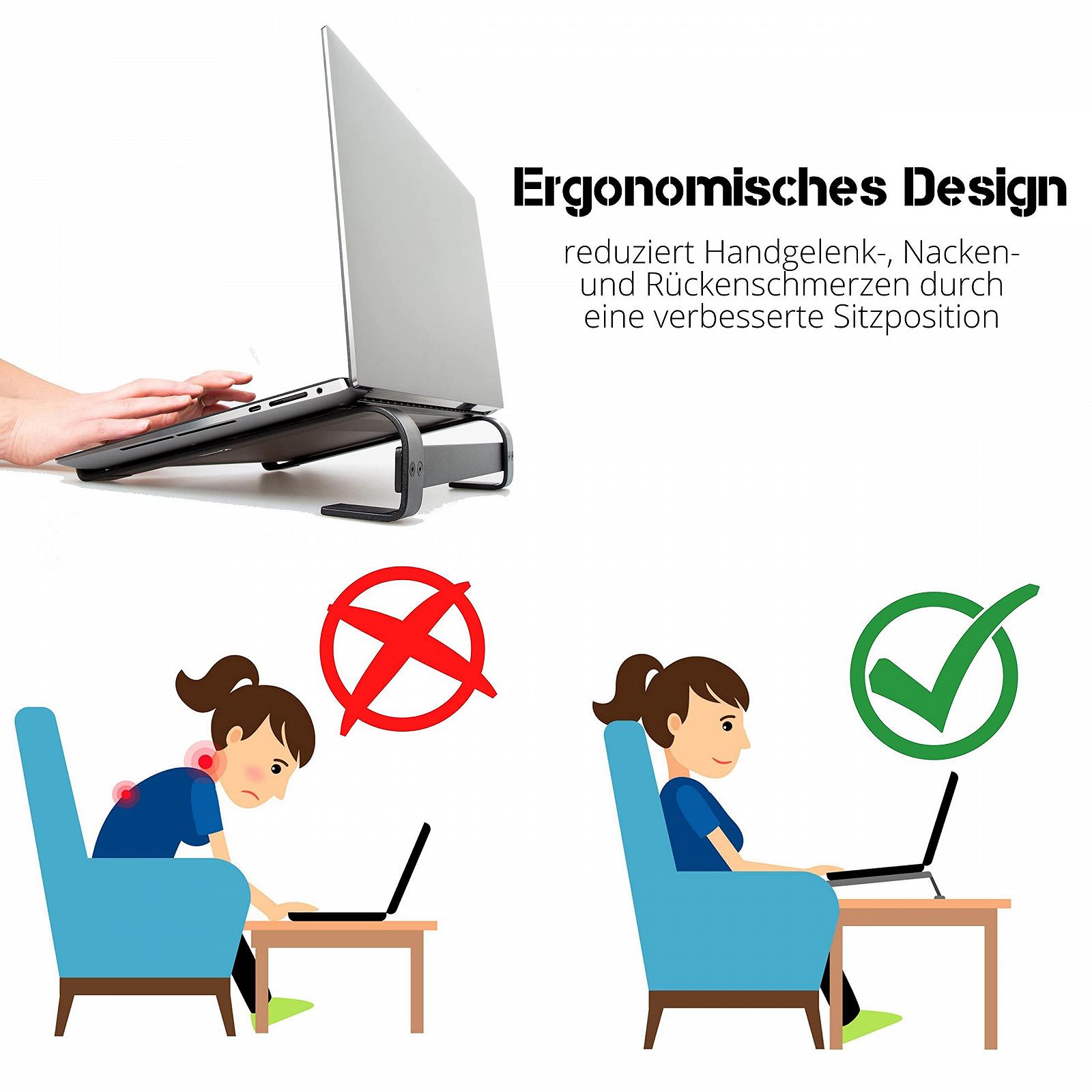 Підставка для ноутбука Konsol 10-15.6 дюймів, ергономічна алюмінієва портативна з вентиляцією для відводу тепла, фото №5