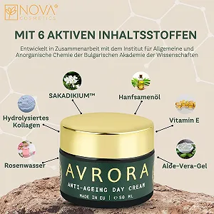Денний крем для обличчя AVRORA Anti-Ageing з колагеном, зволожувальний, проти зморшок та синього світла, SAKADIKIUM, алое вера та Vitamin E 50 мл synthetic.ua - Фото 1
