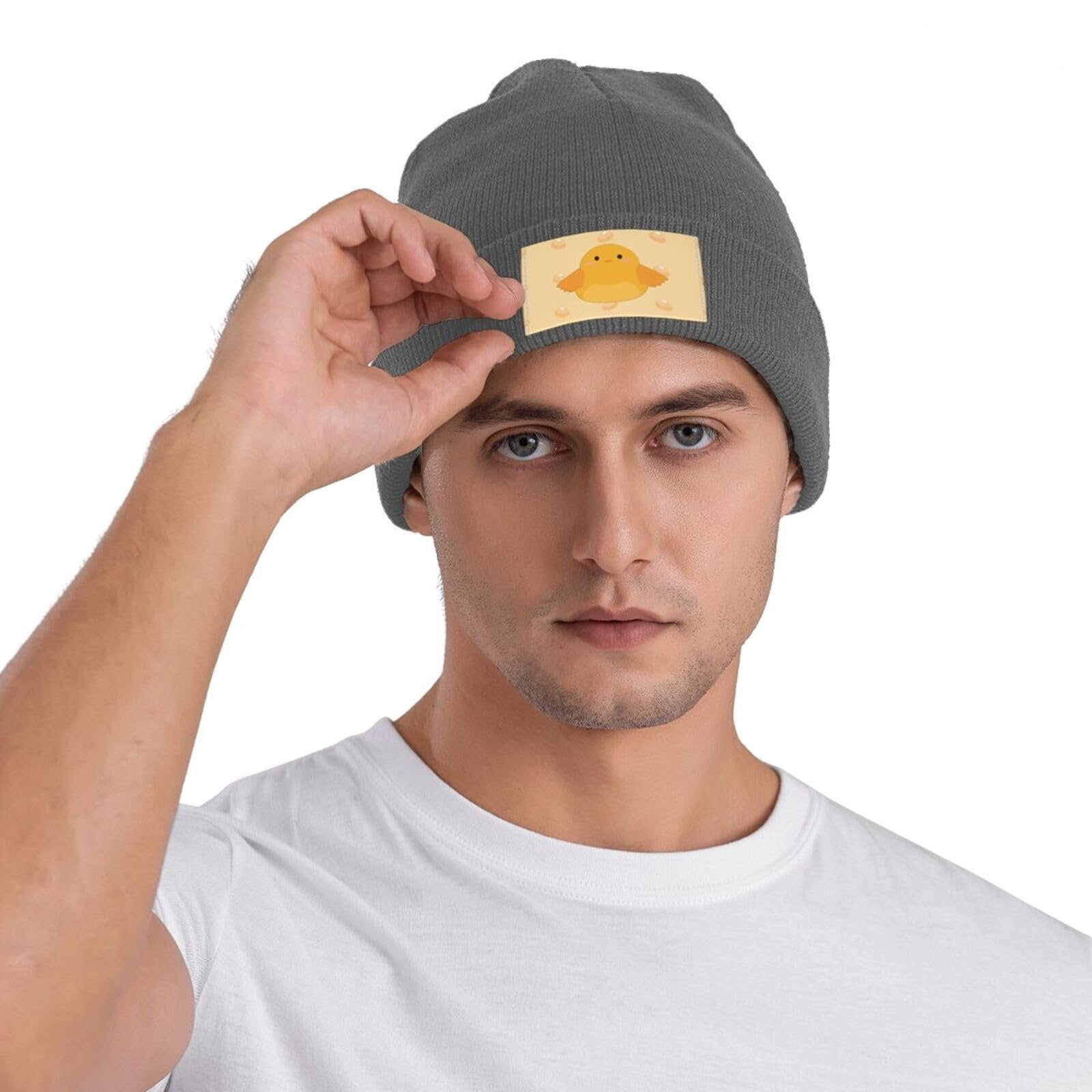 Вязана шапка з мультяшним принтом курчати YYHHAOFA Чорний, фото №6