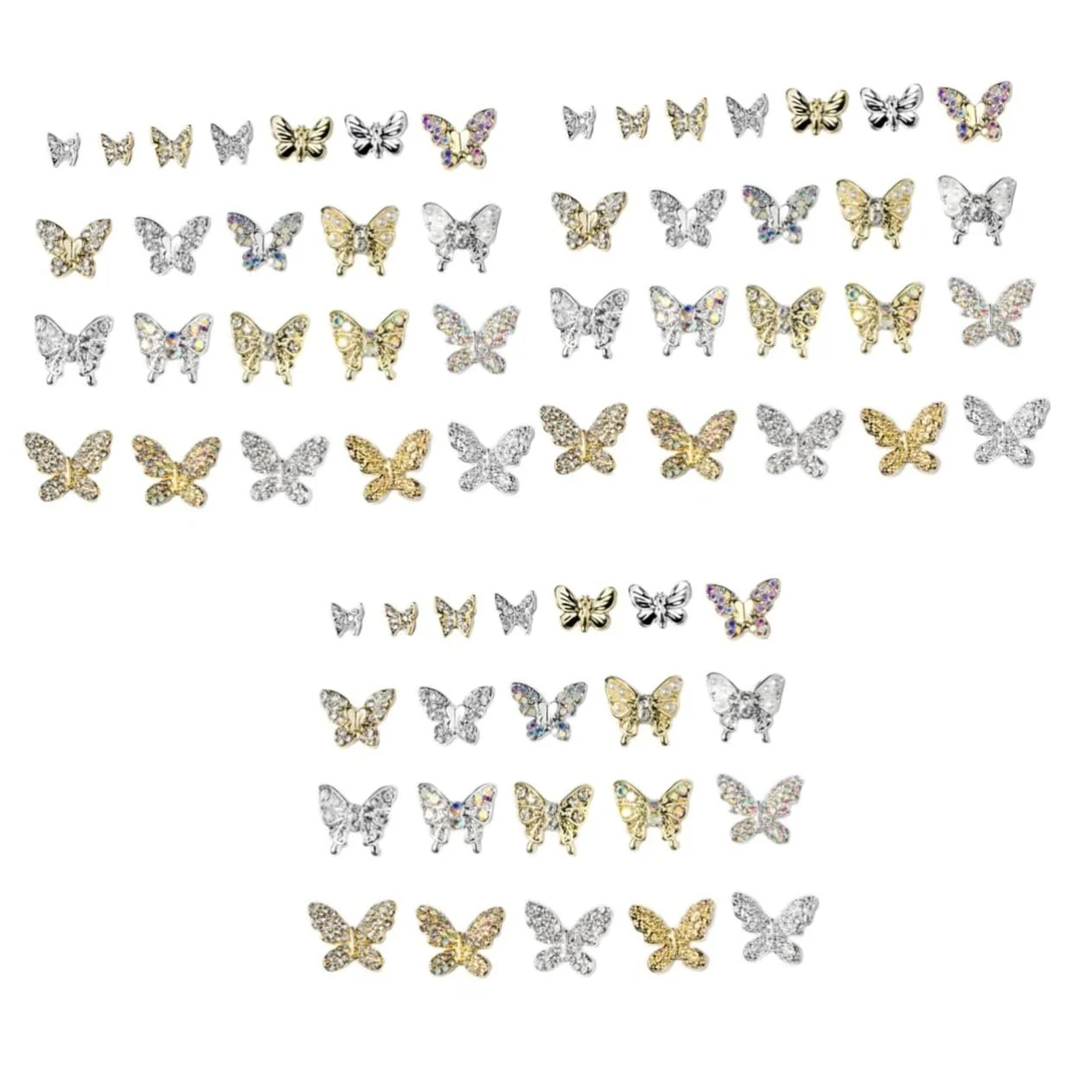 Шармы для ногтей Бабочки FRCOLOR 66шт Металлические украшения для натуральных и искуственных ногтей, фото №1