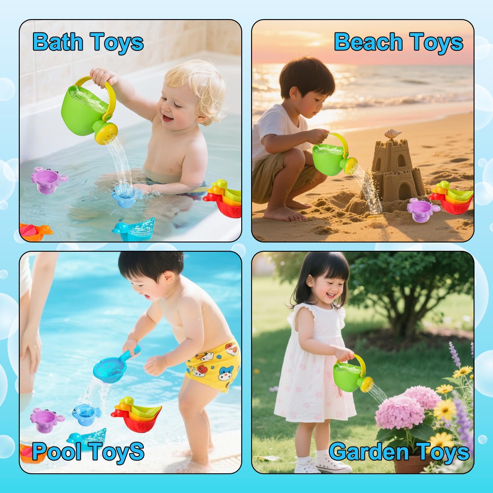 Іграшка для ванни Дитина від 1 року 11 штук з водяним колесом, що обертається, фото №5