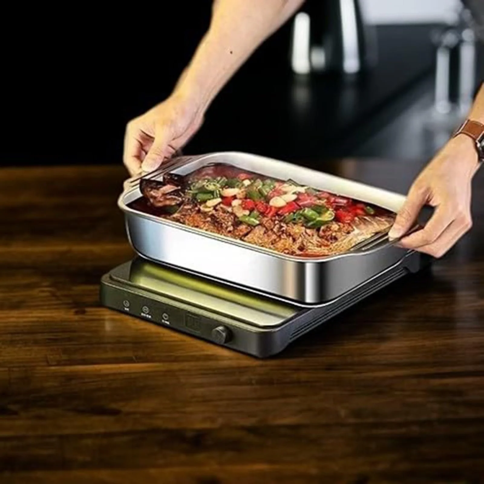 Форма для лазаньи нержавеющая сталь с крышкой и ручками 46 x 28 x 6 см толщина 2 мм промышленный класс качества, фото №7 Форма для лазаньи нержавеющая сталь с крышкой и ручками 46 x 28 x 6 см толщина 2 мм промышленный класс качества, фото №7