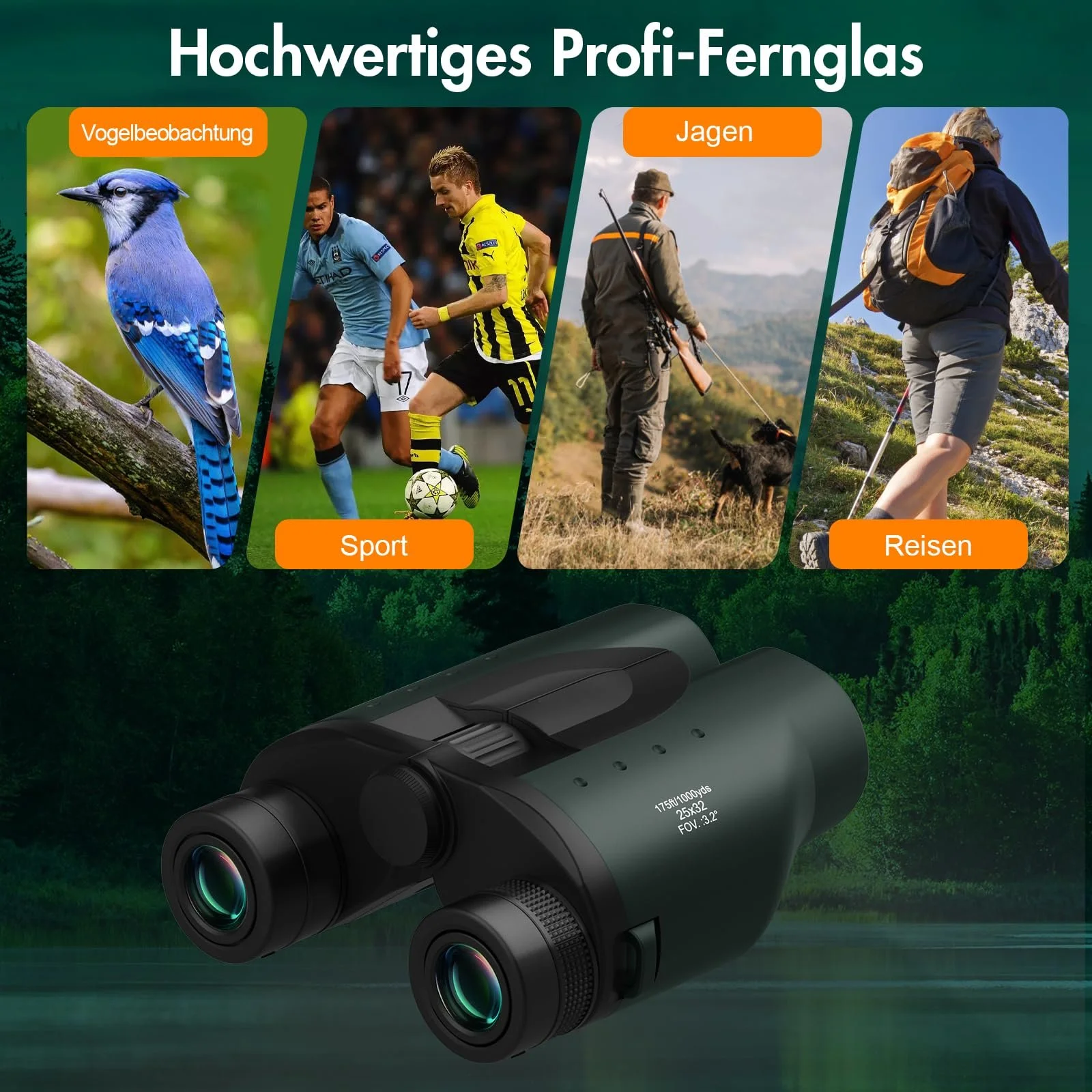 Бінокль deesoo 25x32 Compact BAK4, фото №7