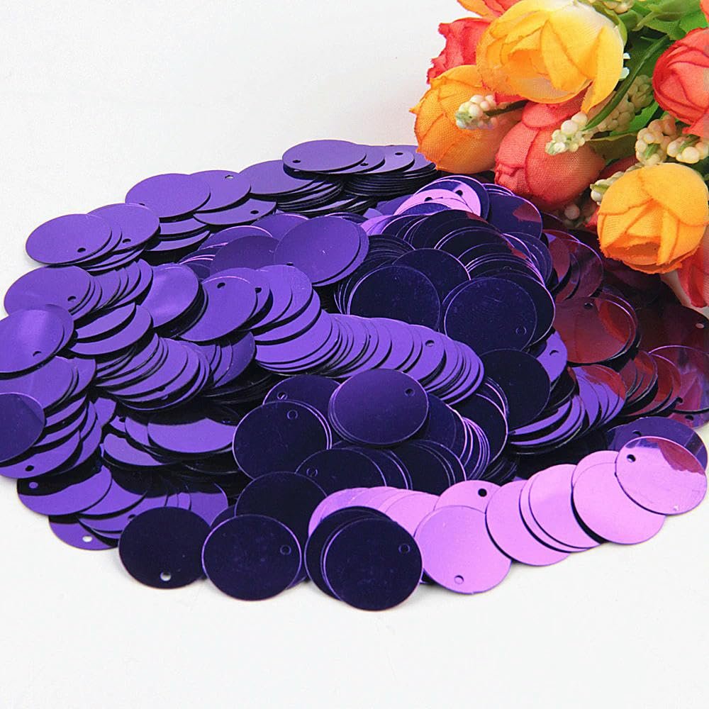 Паєтки Круглі Розсипні 25 мм Темно-фіолетовий, 20 г, фото №1