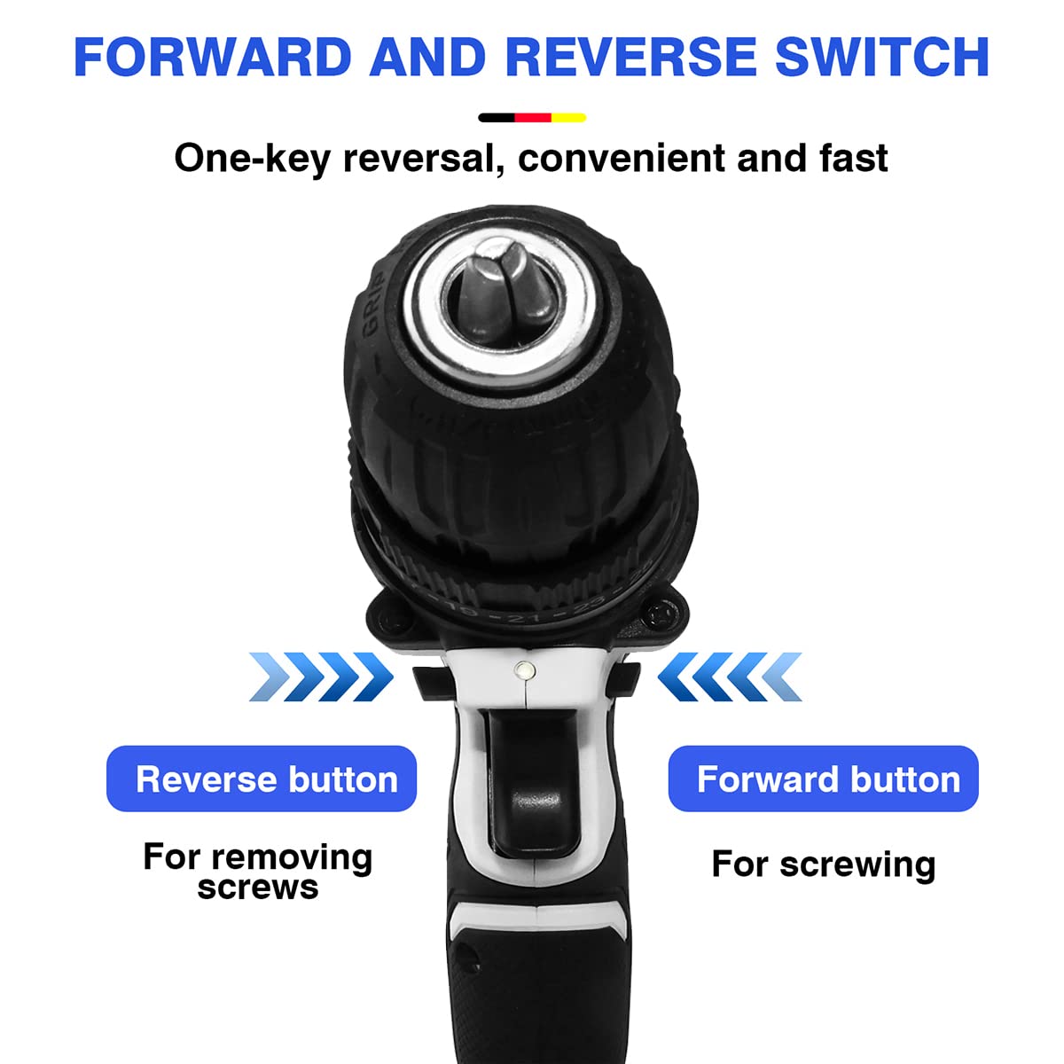 Безшнурова дриль Шурупокрут 21 В 45 Нм з акумулятором 1500 мАг 18+1 рівнів крутного моменту 2 передачі з LED підсвіткою, фото №3