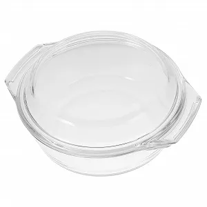 Форма для запікання GALPADA Скляна кругла з кришкою Термостійка - Фото 1