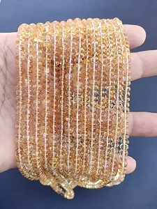 Бусины Цитрин круглые граненые 5 мм, нить длиной 33 см камни для ожерелья, браслета - Фото 1