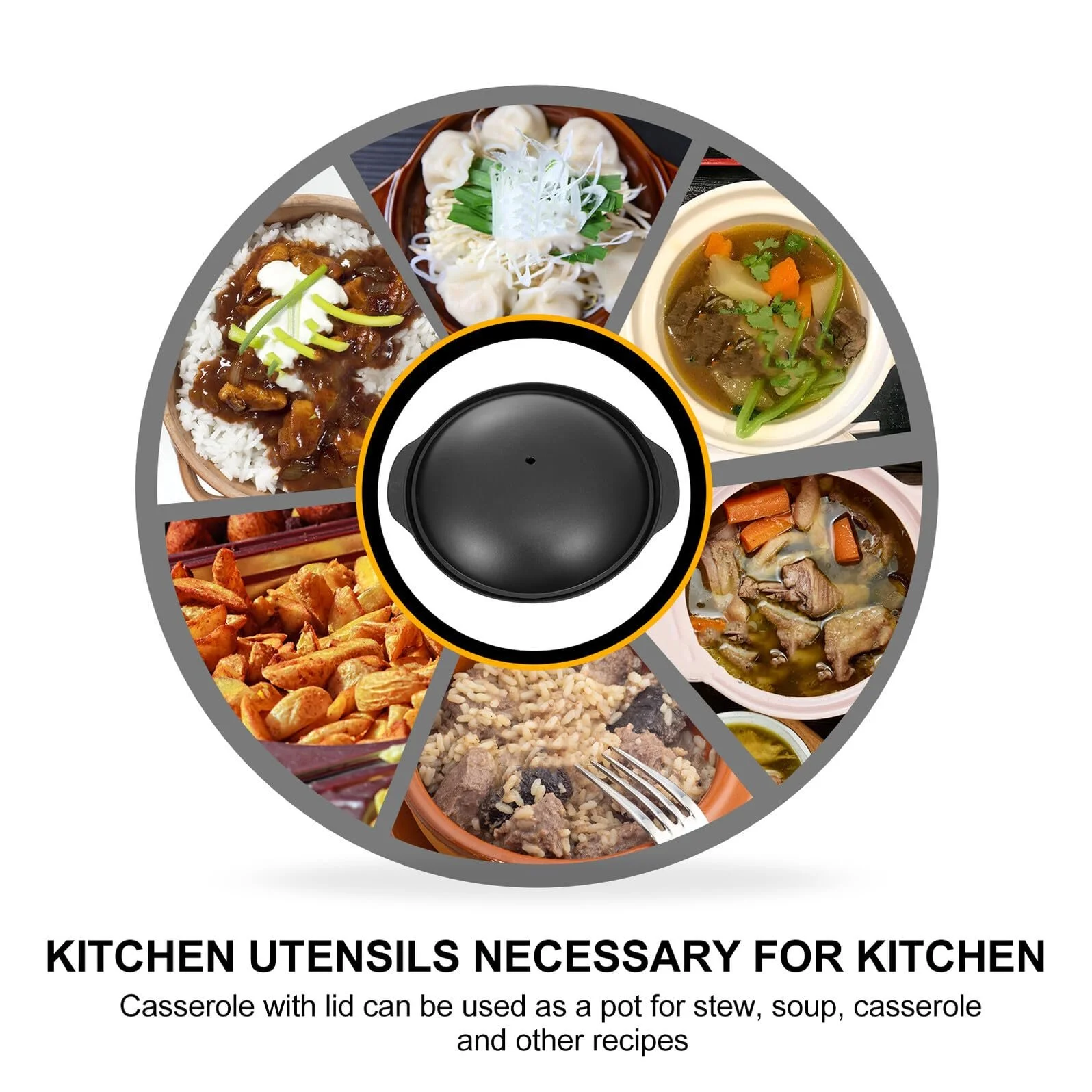 Кастрюля Gatuida алюминиевая без покрытия термостойкая для тушения, фото №4